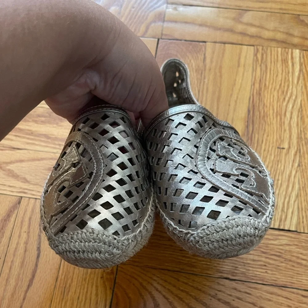 Tory Burch Gold Laser Cut Espadrilles